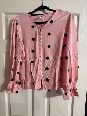 ePretty Pink Blouse with Black Polka Dots